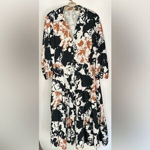 Soft Surroundings dress black and brown, size 12, 45 inches long, 3/4 sl…